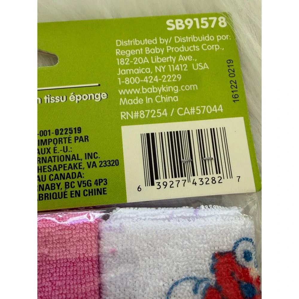 Sesame Street Sesame Beginnings Baby Terry Washcloths 3 Pack Elmo Pink SB91578